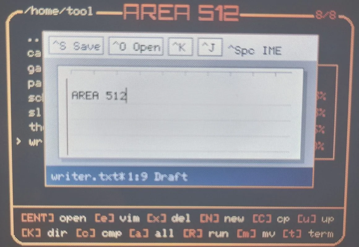Writer editing a document on the Cardputer screen